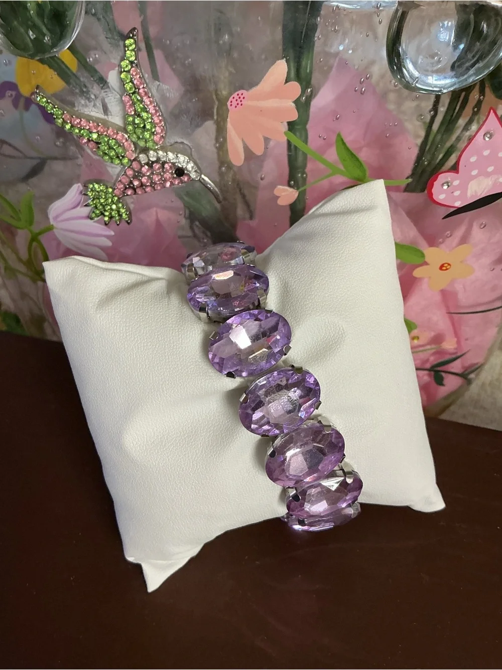 Lavender Crystal Stretch Bracelet - Women Accessories Watches